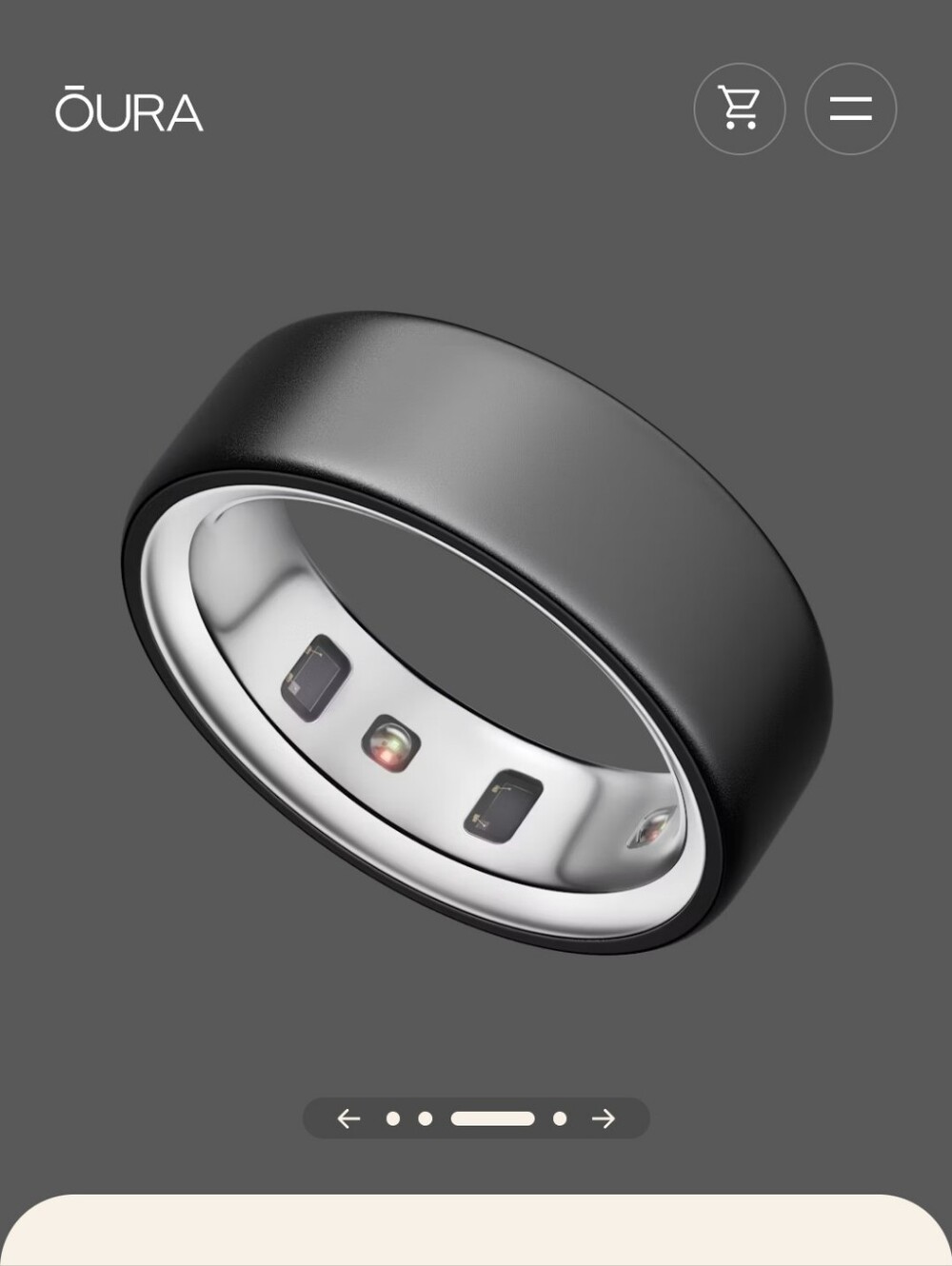 Oura Ring (Black Exterior with Silver Interior)